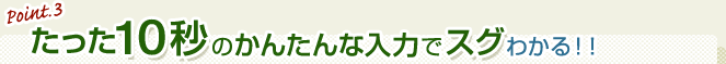 point03 たった10秒のかんたんな入力でスグわかる！！